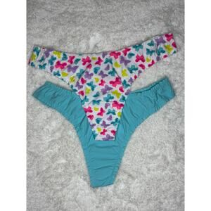 NWT No Boundaries Butterfly Print Cutout Thong Panties M